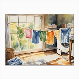 Dancing Laundry In A Sunlit Breeze Canvas Print