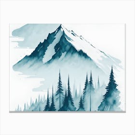 Mountain And Forest In Minimalist Watercolor Horizontal Composition 372 Canvas Print