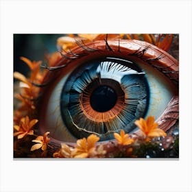 Macro Shot Of A Colossal Building Sized Eye Segmented Into Distinct Layers Each Representing A Sea Canvas Print