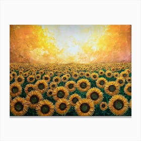 Field Of Yellow Sunflowers Oil Painting Texture Canvas Print