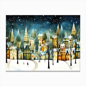 Winter In Canada - Christmas City Canvas Print