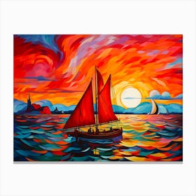 Azure And Red Sail Canvas Print
