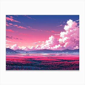 Pink Clouds Over A Lake Canvas Print