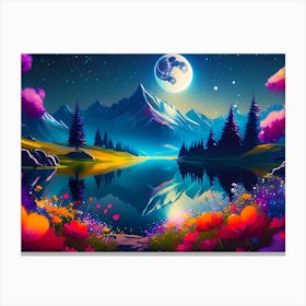 Mountain Range At Night Canvas Print