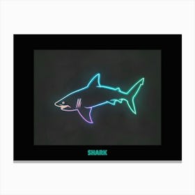 Neon Sign Inspired Shark 6 Poster Canvas Print