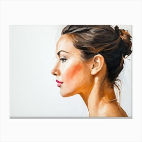 Side Profile Of Beautiful Woman Oil Painting 17 Canvas Print