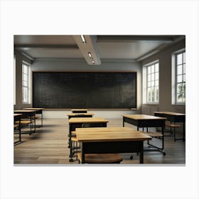 Classroom With Blackboard Canvas Print