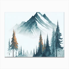 Mountain And Forest In Minimalist Watercolor Horizontal Composition 188 Canvas Print