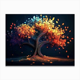 3d Colorful Tree in the Dark Abstraction Canvas Print