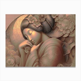 Sleeping Geisha - Copper Pounce Canvas Print