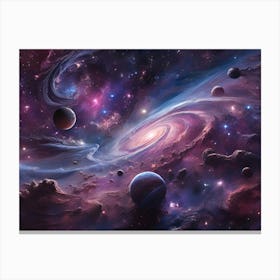 Galaxy In Space Paintings Art Print 1 Canvas Print