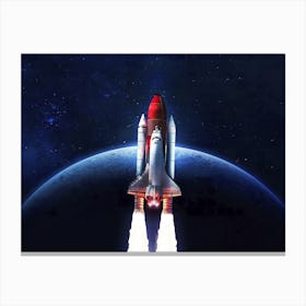 Space shuttle, Earth - liftoff — space poster, space art, photo poster, space collage Canvas Print