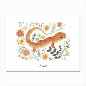 Little Floral Newt Poster Canvas Print