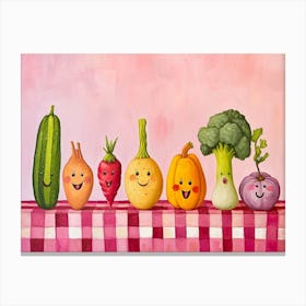 Vegetable Friends Checkerboard 2 Canvas Print
