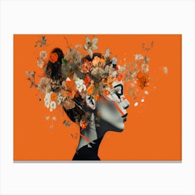 Portrait Of A Woman With Flowers 4 Canvas Print