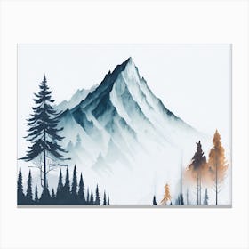 Mountain And Forest In Minimalist Watercolor Horizontal Compositionp Xwdq Canvas Print
