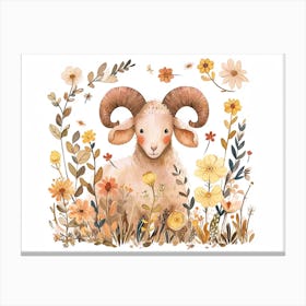 Little Floral Ram 4 Canvas Print