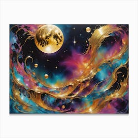 Moon And Stars Canvas Print