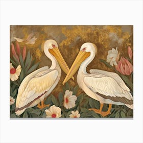 Floral Animal Illustration Pelican 3 Canvas Print