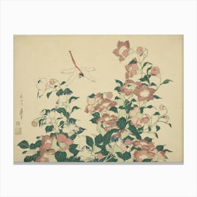 Hokusai S Dragonfly And Bellflower, Katsushika Hokusai Canvas Print