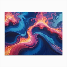 Abstract Image Of Swirling, Fluid Colors In Shades Of Blue, Pink, And Orange Canvas Print