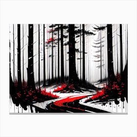 Red Road In The Woods Canvas Print