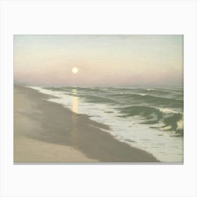 Vintage Painting Moonlight On The Beach Canvas Print