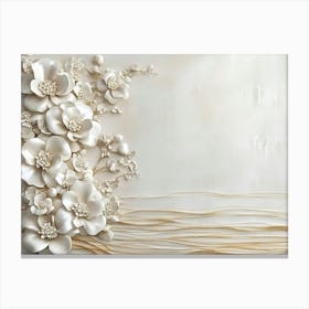 White Flowers On A Wall 3 Canvas Print