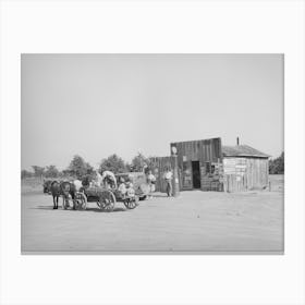 Scene At Crossroads Grocery Store, Mcintosh County, Oklahoma By Russell Lee Canvas Print