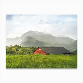 Red Barn In Norway Canvas Print