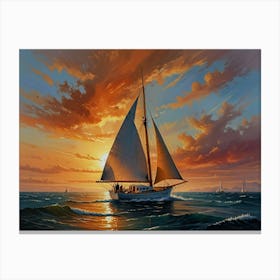 Sailboat At Sunset 2 Canvas Print