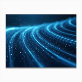 Abstract Blue Wavy Lines Of Flowing Particles On A Dark Background Canvas Print