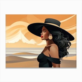 Illustration of an African American woman at the beach 44 Canvas Print