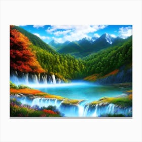 Waterfall In The Mountains 2 Canvas Print