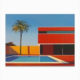 House And A Pool Canvas Print