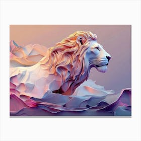 Lion Panthera Animal Abstract Art In Pastel Colors Painting Canvas Print