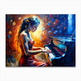 Girl Playing The Piano 2 Canvas Print