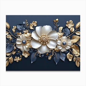 Gold And White Flowers 15 Canvas Print