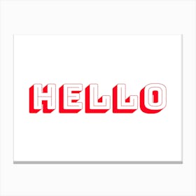 Hello Word Art Red on White Canvas Print