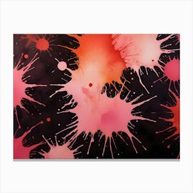 A Watercolor Style Abstract Image With Black, Pink, And Orange Colors, Resembling Splatters Or Blots, Creating A Vibrant And Organic Pattern Canvas Print