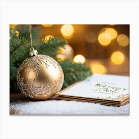 A Hand Made Decoration Of The Year A Perfect Winter Spectacle Where An Evergreen Tree Branch Rests (2) Canvas Print