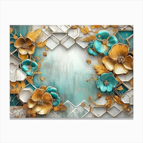 White Lattice Elements Turquoise 1 Canvas Print