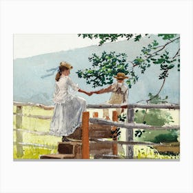 On The Stile (1878), Winslow Homer Canvas Print