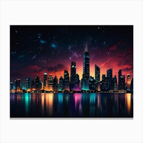 Chicago Skyline At Night Canvas Print