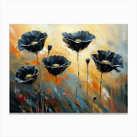 Bright Black Poppies Canvas Print