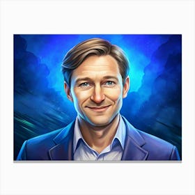 Portrait Of A Smiling Man With A Blue Suit And A Blue Background 1 Canvas Print