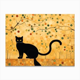 Gustav Klimt Black Cat In Autumn Canvas Print