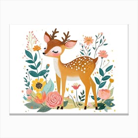 Little Floral Deer 4 Canvas Print
