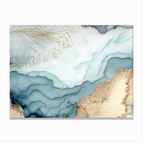 Blue Gold Marble Abstract 2 Canvas Print