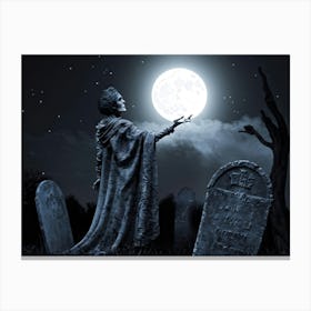 Full Moon In The Cemetery 1 Canvas Print